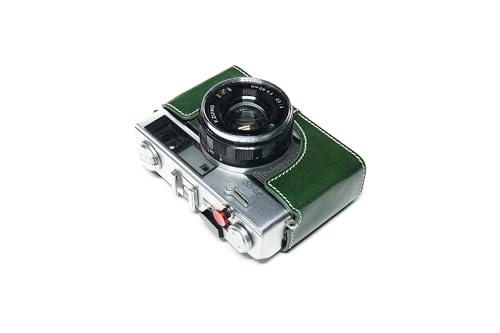 Housse Olympus 35 DC en cuir véritable fait main vert