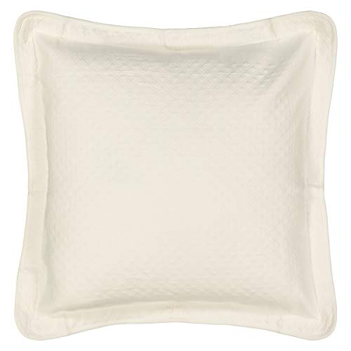 Image of King Charles Modern Farmhouse Floral Matelasse Decorative Pillowcase, 100% Cotton Breathable Bedding, Euro Sham (26 inch x 26 inch), Ivory