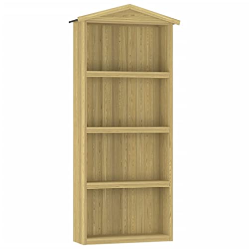 Geräteschrank aus Holz mit 4 Offene Regale Geräteschuppen Wand-Schrank Garten Schuppen Gartenhaus für Terrasse und Balkon, 89x33x222 cm Kiefernholz Imprägniert