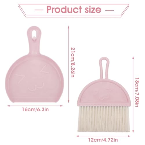 Graootoly Mini-Kehrschaufel und Besen, kleiner Besen und Kehrschaufel, Reinigungsset, tragbares Tischbürsten-Set (pink), einfach zu bedienen, Kehrschaufelgröße: 21 x 16 cm, Bürstengröße: 18 x 12 cm – Bild 7