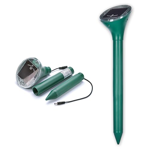SWISSINNO Solar Mole and Vole Repeller SuperCat | Ultrasonic Repellent | European Unique Design for 650 sqm Garden, Easy to Install, Safe and Reusable