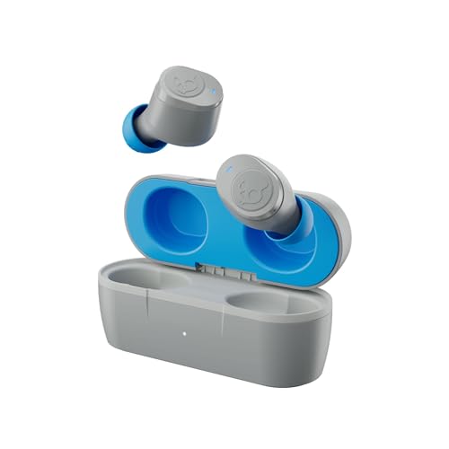 Skullcandy Jib True XT 2 Wireless Earbuds, Noise Isolating Bluetooth Headphones with Charging Case, Light Gray Blue
