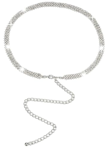 Women's Sparkle Rhinestonel Chain Belt Crystal Diamond Waist Belt for Wedding Dress Party