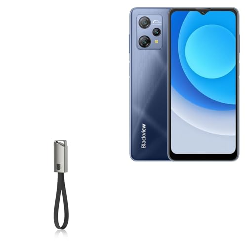 BoxWave Cable Compatible with Blackview A53 Pro - USB Type-C Keychain Charger, Key Ring USB Type-C to Type-A 8 in USB Cable - Jet Black
