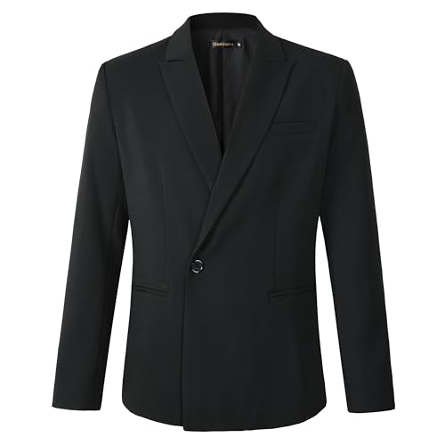 Image of Beninos Mens Sport Coat Casual Blazer Peak Lapel Business Suit Jacket (X305 Black, M)