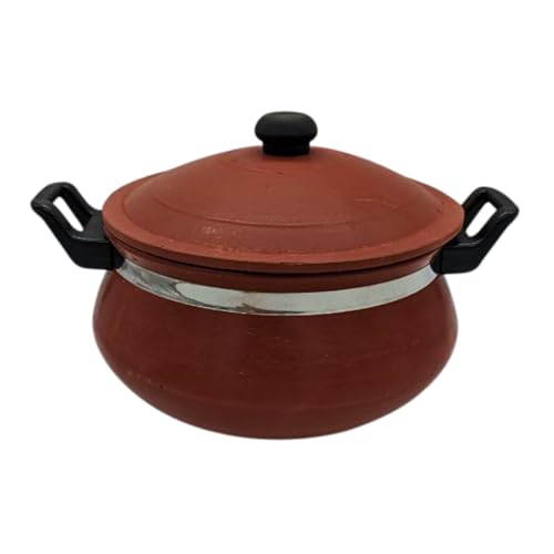 Traditional Clay Handi Pot for Cooking with Lid & Handles – 100% Natural Terracotta Cookware – 3L or 4L Biryani Handi for Gas Stove – Earthen Pot for Curries, Dals, Stews (4 litres)