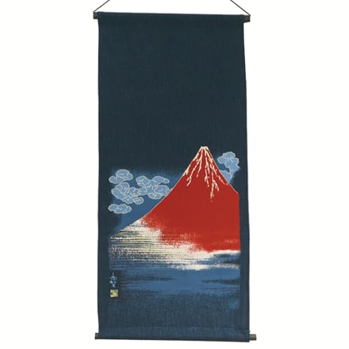 丸全 タペストリー 綿大判タペストリー (紙管セット) 赤富士 約46×98cm 日本製 M-2