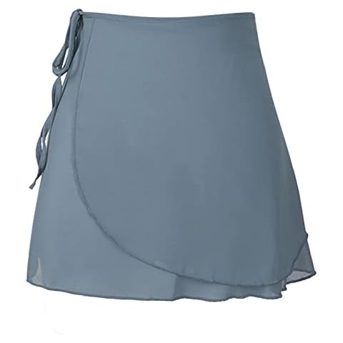 Jowowha Girls Women Basic Chiffon Ballet Dance Wrap Around Skirt Gymnastics Skate Leotards Tutu Skirt with Adjustable Waist Tie Gray C One Size Cover