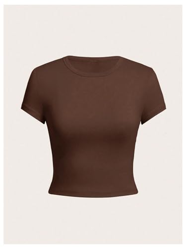 Image of OYOANGLE Girl's 4Pcs Crop Tops Short Sleeve Crew Neck T Shirt Summer Cropped Top Casual Basic Tee Top