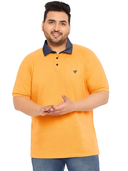 Image of Club York Men Cotton Blend Half Sleeve Polo Neck Solid Plus Size T-Shirts