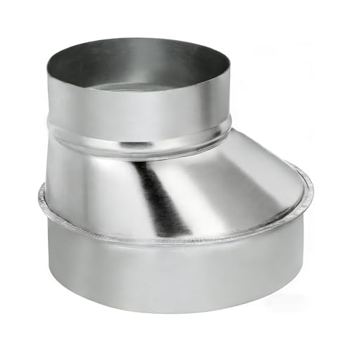 ZOWZEA 6 to 4 Inch Eccentric Duct Reducer & Increaser Galvanized Offset Air Ducting Adapter Round Metal Pipe Connector for Kitchen Range Hood Bathroom Fan & Ventilation Systems