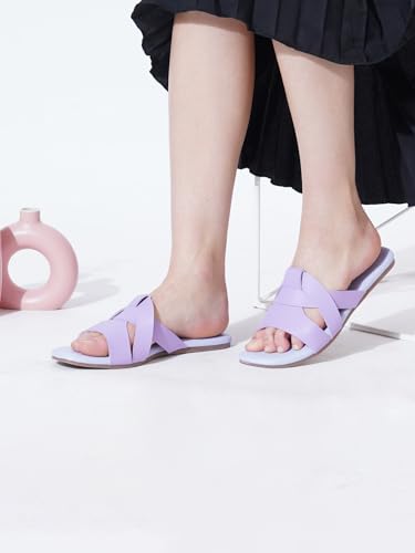 Image of Women's Tread Flat Sandals Lightweight & Flexible Comfortable Design Anti-Skid Sole Versatile Style For Girls /Ladies