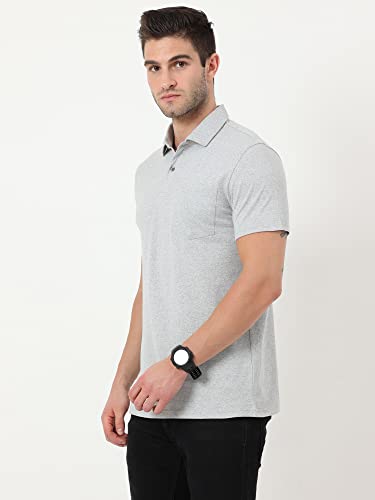 Image of ECOLINE Clothing Mens Cotton Solid Polo Neck Half Sleeve Pocket T-Shirt