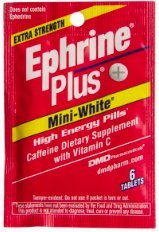Ephrine Plus Mini-White High Energy Pills 12 Packets of 6 Tablets (72 Total) 200mg Caffeine per Tablet 25mg Vitamin C High Energy Caffeine Pills