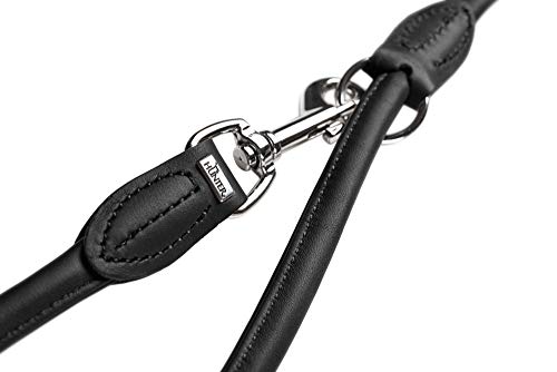 HUNTER ROUND & SOFT Verstellbare Hundeführleine, Leder, rundgenäht, 8/200, schwarz