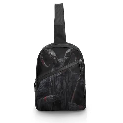 Devil Krampus Chest Bag Foldable Crossbody Unisex Pack Travel Hiking Adjustable Shoulder Straps Sling Bags