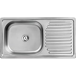 Fregadero Cuadrado Con Escurridor ADGO Trafis Fregadero con escurridor, 400 x 750 x 150 mm, de acero macizo con sifón, resistente al calor, la suciedad y los arañazos