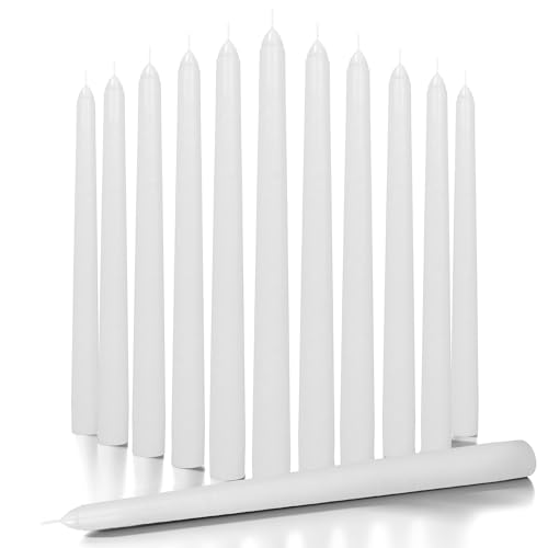 Candwax TAP-WH-25X508-12 White Taper Candles 12 Inch Dripless - Set Of 12 Tapered Candles Ideal As Shabbat Candles cover