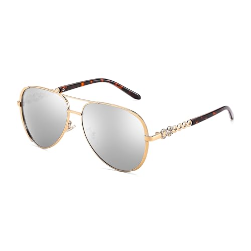 FEISEDY Retro Polarized Pilot Sunglasses for Women 70s Vintage Trendy Shades B41472