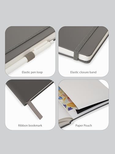 Image of Doodle Pack of 10 Personalized A5 Executive PU Leather Notebook Diary - Hard Bound Professional Office Notebook with Elastic Band, Ribbon Bookmark & Pen Loop | 160 Pages 80 GSM | Corporate & Personal Use - Black
