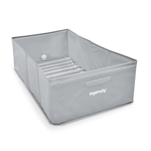 Ingenuity Tuckaway Toddler Folding Tub Converts Shower to Tub Folds to Store Easy to Clean No Assembly Required Portable Baby Bathtub for Travel 12M-5Y Gray