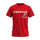 Freedom Shirt – Simple Freedom Text with Charlie Kirk Signature T Shirt for Men & Women Patriotic Tee Red X-Large