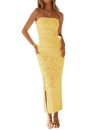 ZESICA Women's 2026 Summer Floral Strapless Maxi Sun Dress Bodycon Beach Vacation Wedding Guest...