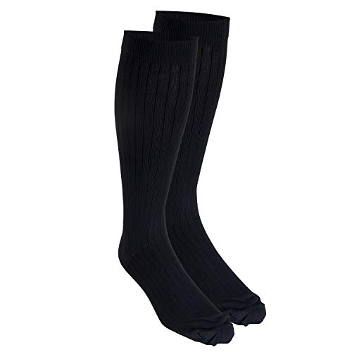 Image of NuVein Men's Compression Socks, 8-15 mmHg Support, Dress Trouser Style, Over Calf Knee High, Navy, Medium