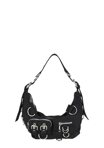 Dolls Kill Personal Anthem Shoulder Bag - Nylon, Adjustable Strap, Cargo Pockets - Black, One Size