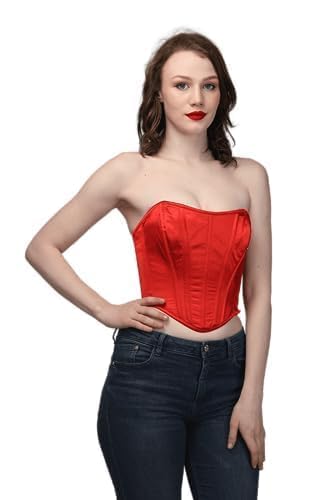 Fiery Seduction Red Corset Top for Women – Steel Boned Bustier Waist Trainer, Sexy Lace-Up Gothic Corset for Party, Clubwear, Halloween, Cosplay-image-43