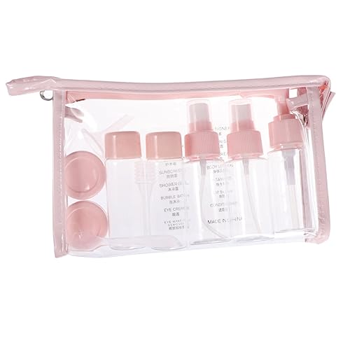PATKAW 1 Juego 11 Piezas Botella De Maquillaje Perfume Envases De Cosméticos Exprimir Botellas Para Champú Botellas Para Lavado De Cara Botellas Para Loción Botellas De Viaje Rosa
