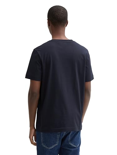 TOM TAILOR Herren T-Shirt mit Logo-Print aus Baumwolle, 10668 - Sky Captain Blue, M – Ansicht 3