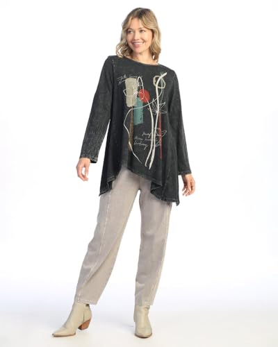 Jess & Jane Women's Mineral Washed Asymmetric Hem Cotton Slub Top - M1192