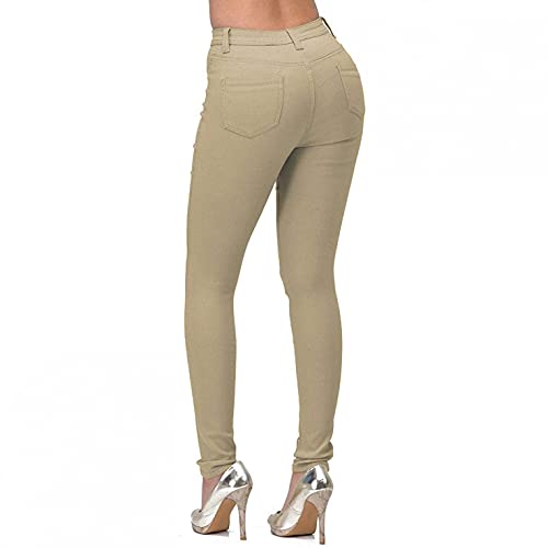 WUAI-Women Stretch Jeggings with Pockets High Wasit Pull-On Stretchy Slim Fit Skinny Jeans Pencil Denim Pants Tights4