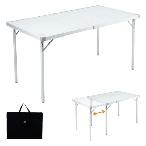 TIMBER RIDGE Campingtisch Klappbar 94/129x70 cm Gartentisch ausziehbar für 4-6 Personen Aluminium Klapptisch Höhenverstellbar mit Tragetasche für Picknick Camping Garten Outdoor