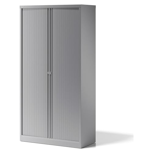 Bisley Armario Essentials, de persiana con 4 estantes, para 5 Pisos de archivadores, Metal, sl355 persiana, Cuerpo Plata, 47 x 100 x 198 cm