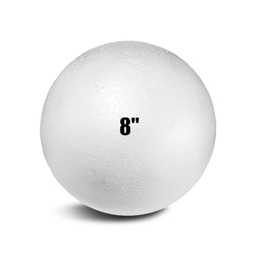 Styrofoam Balls 8 Inch 1PC Large White Foam Balls for Crafts DIY Craft Giant Foam Ball for Home and School Smooth Solid Round(Styrofoam-8in-1pc)