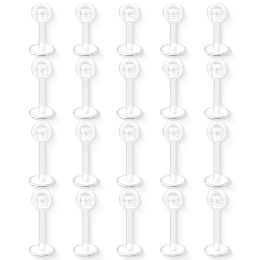 NJCXOLA 20 piercing labial, body piercing transparente ceja labio joyería accesorio plano nariz espárrago | Ya disponible en tu tienda friki favorita! En mundofriki.es!