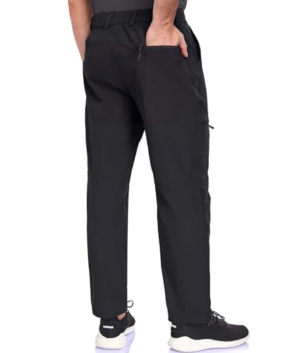 Elainone Wanderhose Herren Outdoor Hosen Stretch Trekkinghose Arbeitshosen Männer Mit 5 Taschen für Viele Outdoor-Aktivitäten Schwarz L