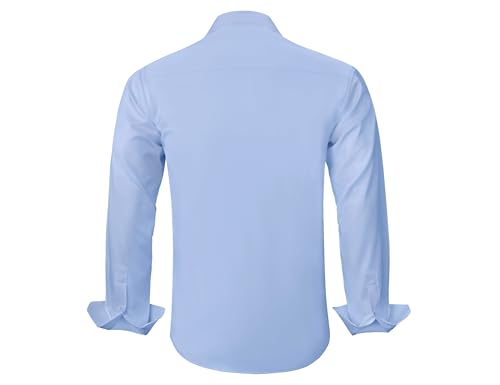 Mens Dress Shirts Long Sleeve Stretch Wrinkle Free Rgular Fit Formal Casual Wedding Prom Button Up Shirt2