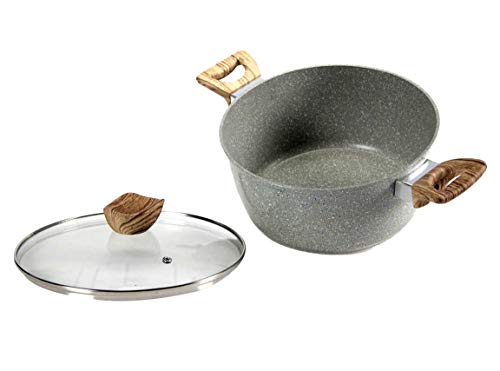 utilissimi Casseruola Antiaderente, Casseruola Carmelita in Pietra, con Coperchio in Vetro, a induzione, di Alta qualità Professionale, Diametro 22 cm
