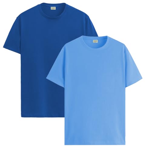 Image of ADRO Men's Cotton Regular Fit Combo Plain Solid T-Shirt Pack of 2