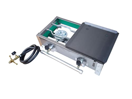 FOGÃO 2 BOCAS INOX COM 1/2 CHAPA FOGAREIRO PORTÁTIL + KIT GÁS