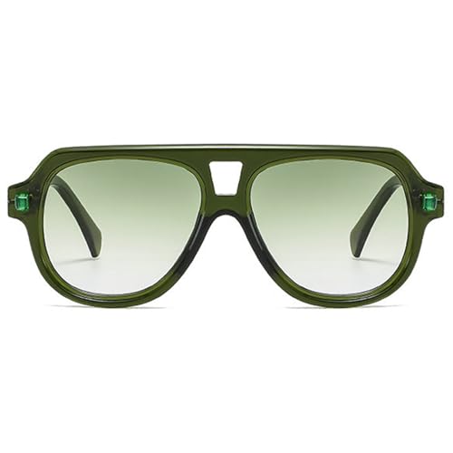 willochra Retro Double Bridges Pilot Men Rivets Sunglasses Fashion Clear Gradient Shades UV400 Women Punk Sun Glasses (green)
