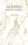  Agenda Scolaire 2023 2024 Marbre: Planificateur journalier 1 Jour Par Page - Pour fille et garcon - Fourniture scolaire cm1 cm2 lycée colege etudiant