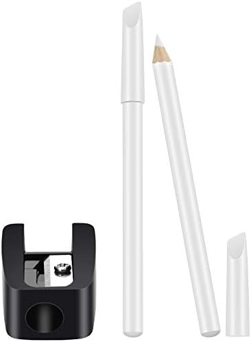 2 Pieces White Nail Pencil and Pencil Sharpener Set, 2 In1 Nail Whitening Pencils Under Nail French Fingernail Pencils with Cuticle Pusher and Handheld Pencil Sharpener for DIY Art Manicure Supplies