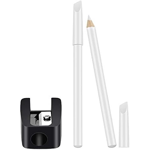 2 Pieces White Nail Pencil and Pencil Sharpener Set, 2 In1 Nail Whitening Pencils Under Nail French Fingernail Pencils with Cuticle Pusher and Handheld Pencil Sharpener for DIY Art Manicure Supplies Cover