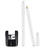 Maitys 2 Pieces White Nail Pencil and Pencil Sharpener Set, 2 In1 Nail Whitening Under French Fingernail with Cuticle Pusher and Handheld Sharpener for DIY Art Manicure Supplies