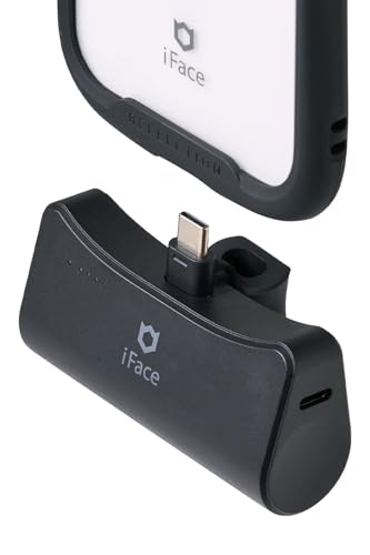 iFace ダイレクト モバイルバッテリー USB Type-C 専用 5000mAh (ブラック)【 USBタイプC端子専用 PSE認証済 急速充電 コンパクト 小型 充電器 2台同時充電可能 持ち運び バッテリー iPhone 17/16/15シリーズ対応 Android USB-C 機内持ち込み可能 】（Amazon）