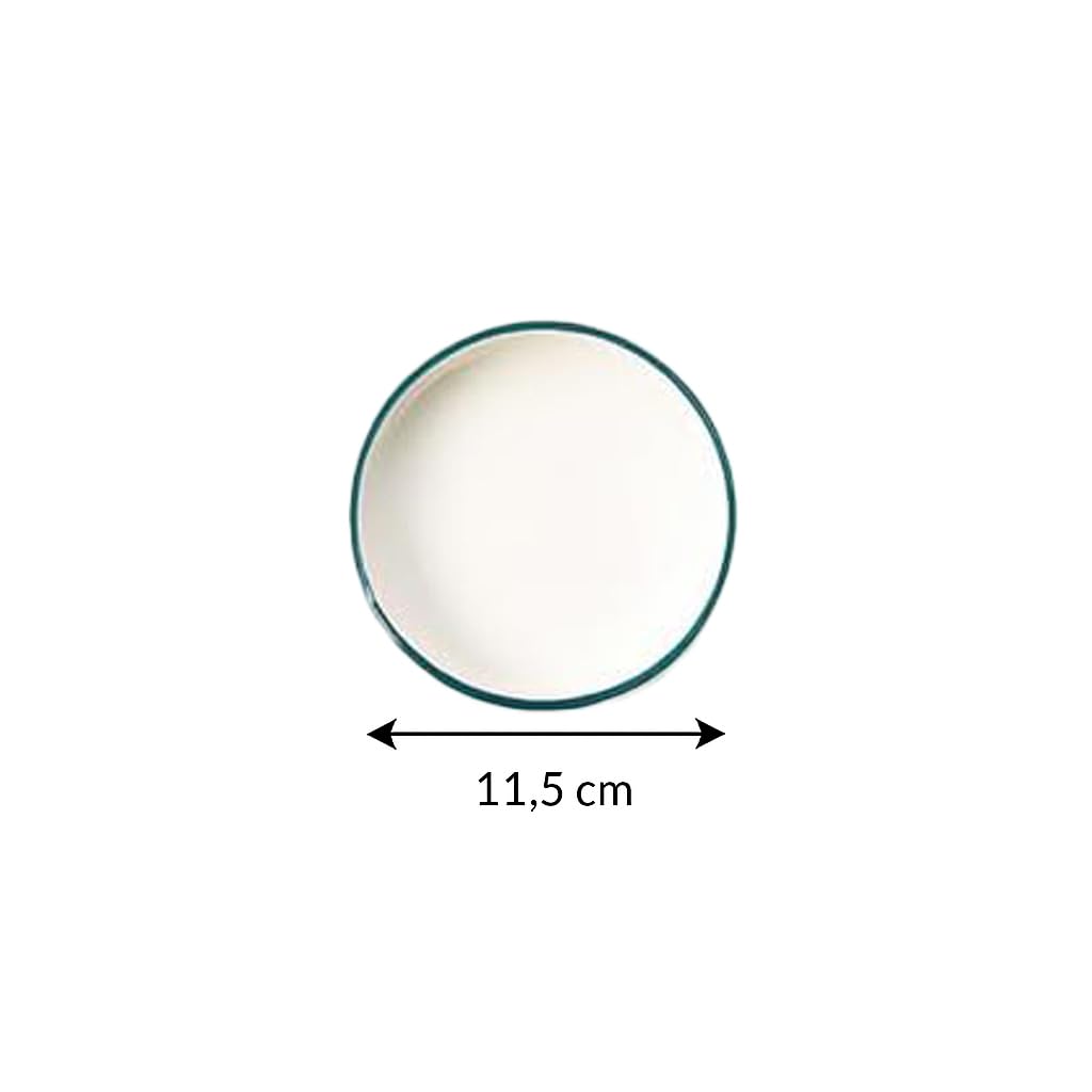 14-częściowy zestaw śniadaniowy dla 6 osób – seria Karo Stackable z ceramiki Kütahya – ręcznie robione, ceramiczne naczynia o wysokim połysku i nadające się do układania w stos (zielone)